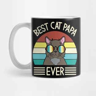 Vintage Cat Happy Father Day Best Cat Papa Ever Dad Grandpa Mug